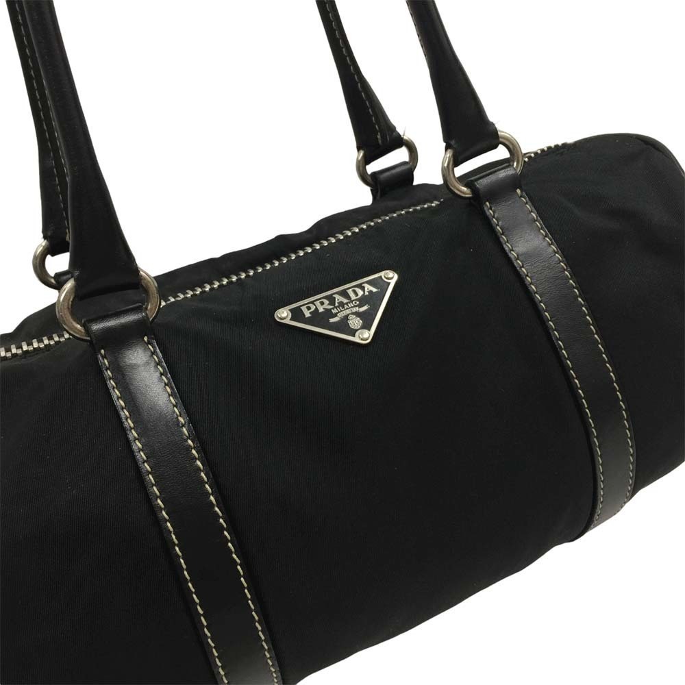Prada Mini Boston Bag Triangular Plate Nylon X Le… - image 3